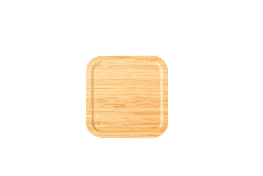 Top view of square bamboo lid with rounded corners – high-quality replacement part for lunch box