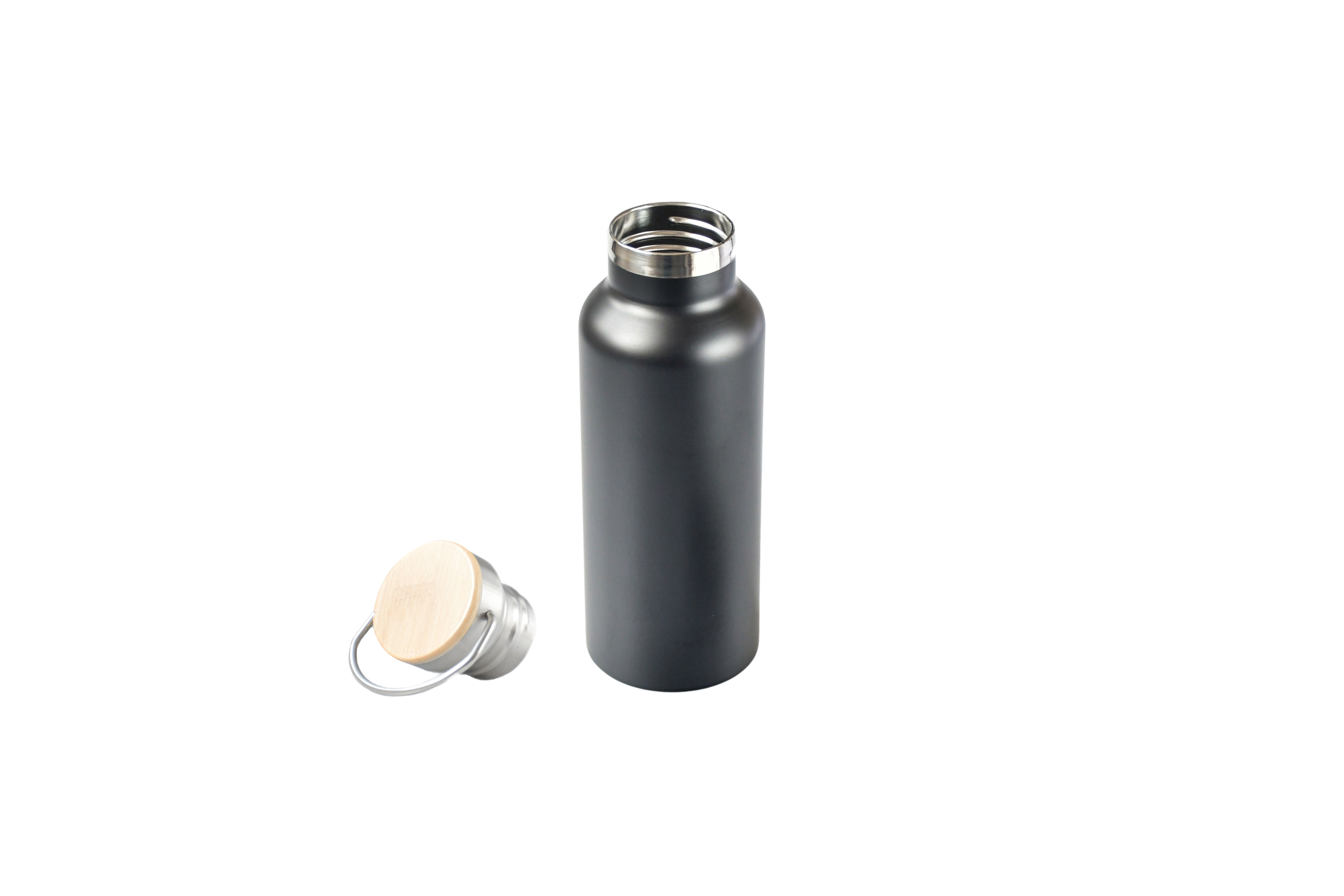 stainless steel bottle with bamboo lid