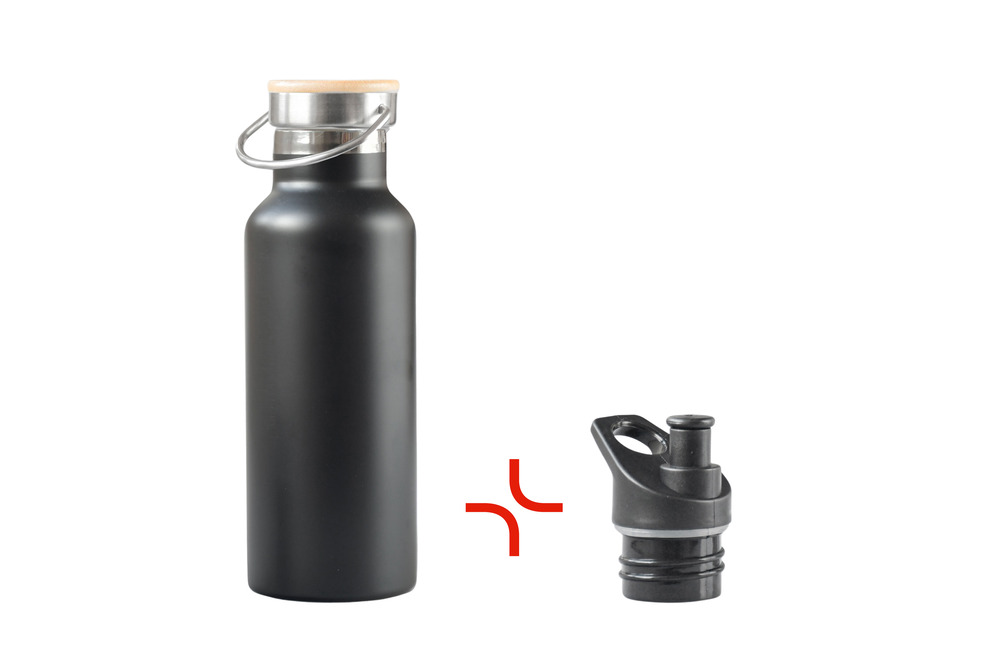 stainless steel bottle with bamboo lid