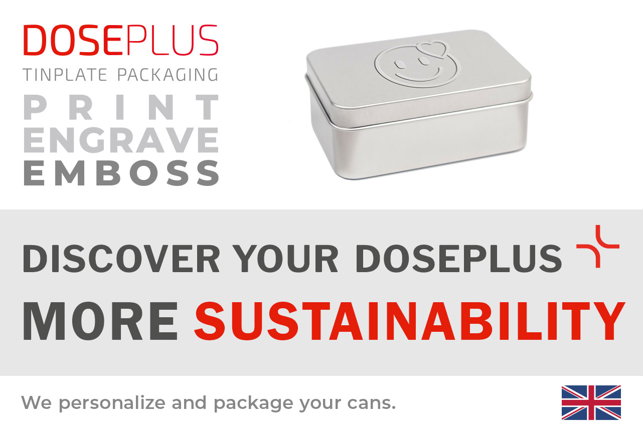 Doseplus aluminium soap tin DSS-020 with drip tray – banner: Discover your Doseplus, more sustainability. Reusable metal tin for solid soap and eco-conscious personal care.