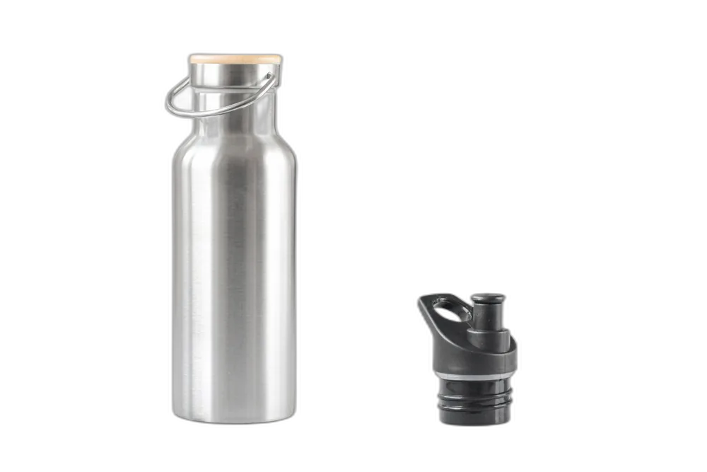 stainless steel bottle with bamboo lid
