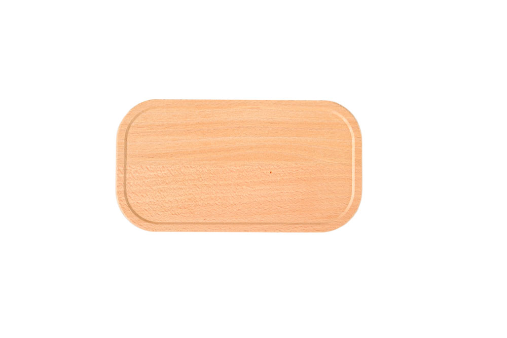 Top view Wooden lid made of beech wood – sustainable replacement lid for lunch box, rectangular shape