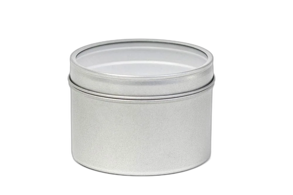 Round tin box for dried herbs