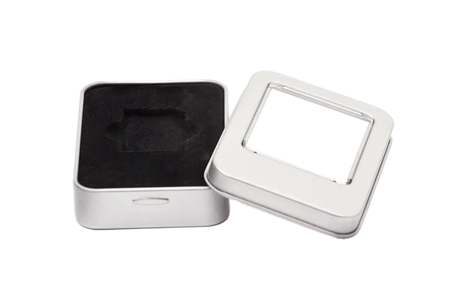 Small tin box with window